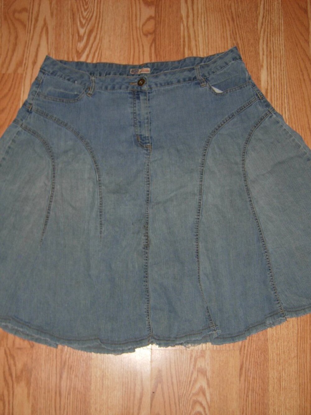 90s Y2K Denim Raw Hem Skirt 20W